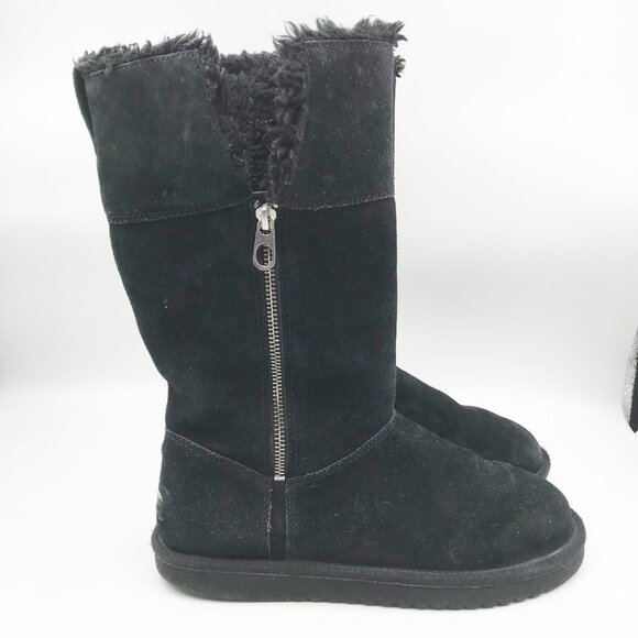 KOOLABURRA UGG Aribel Tall Black Suede Fur Lined Boots Winter Y2K Womens 8 - Picture 3 of 12